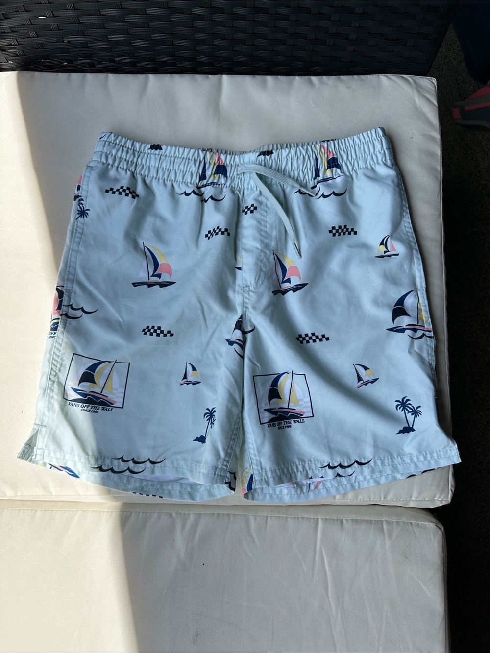 Vans Light Blue Boys' Sailboat Swim Trunks